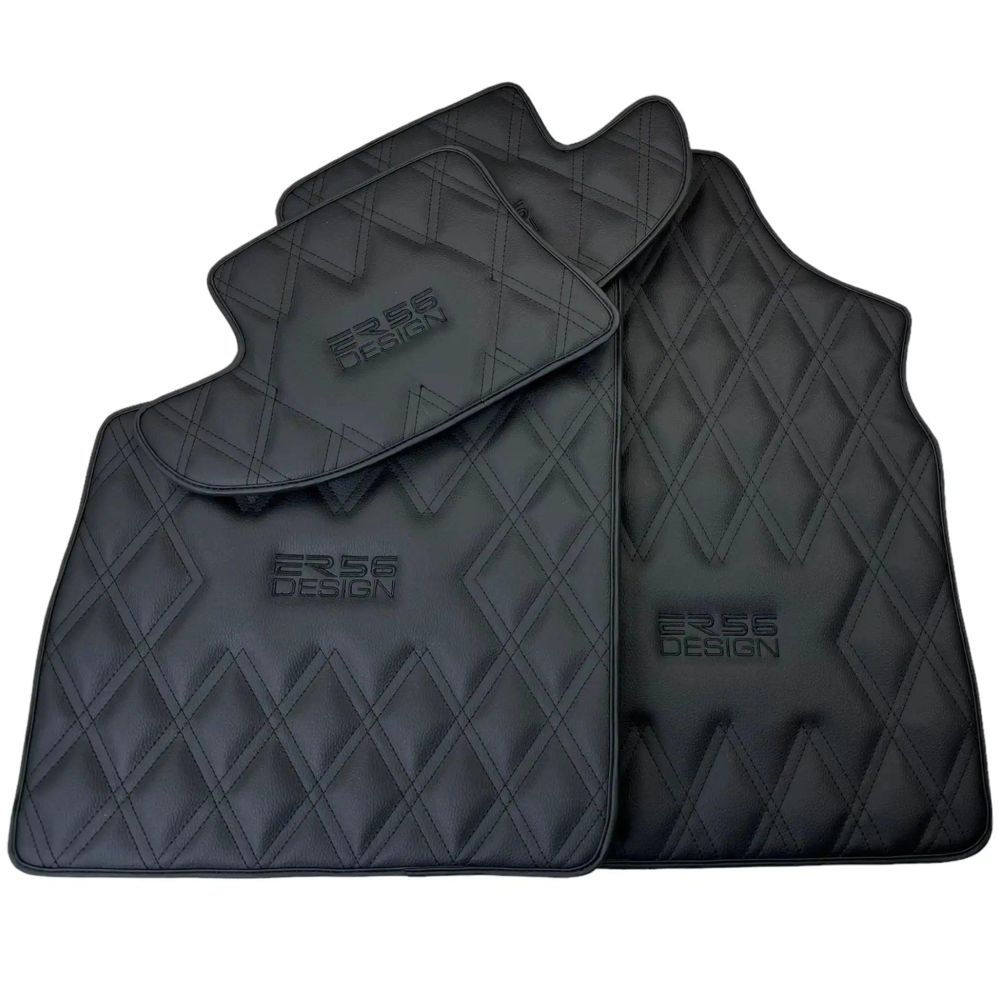 Black Floor Mats for Bentley Continental GT (2018–2023) with Leather | ER56 Design - AutoWin
