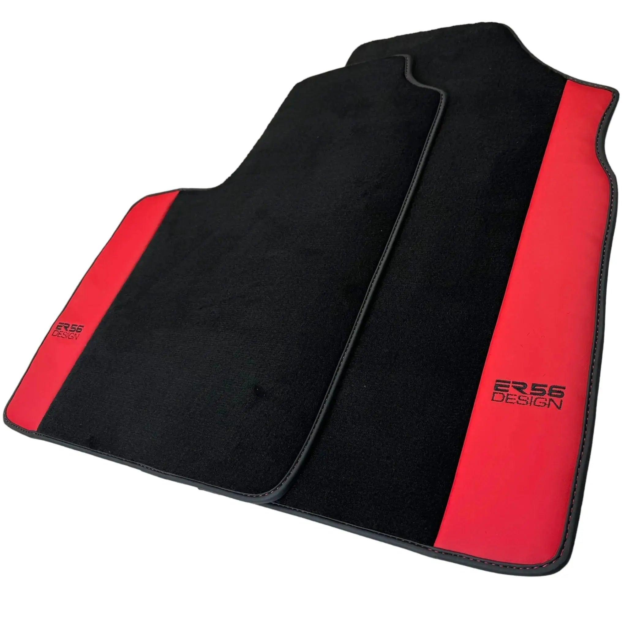 Black Floor Mats for Bentley Continental GTC (2006–2011) with Red Leather | ER56 Design - AutoWin