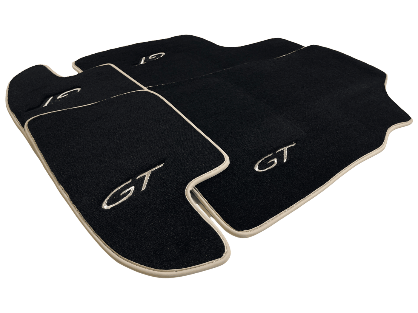 Black Floor Mats For Bentley Continental GTC (2011-2018) With Beige Trim - AutoWin