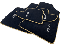 Black Floor Mats For Bentley Continental GTC (2011-2018) With Gold Color Trim - AutoWin
