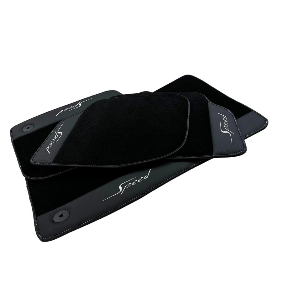 Black Floor Mats For Bentley Continental GTC (2018-2023) Speed with Leather - AutoWin