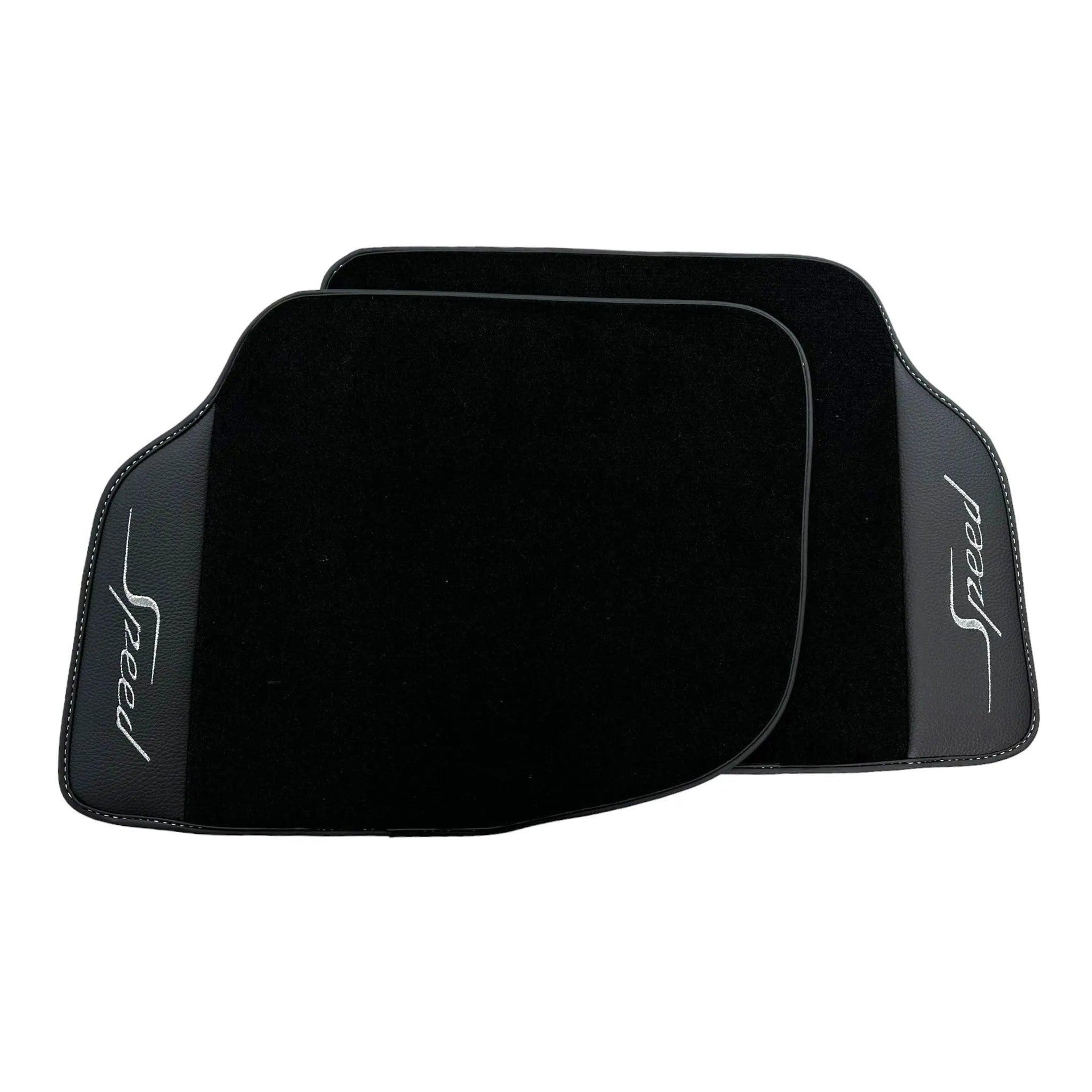 Black Floor Mats For Bentley Continental GTC (2018-2023) Speed with Leather - AutoWin