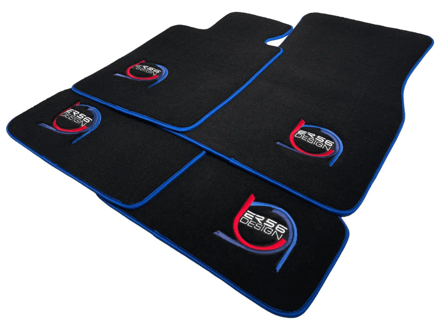 Black Floor Mats For BMW 5 Series E61 Wagon ER56 Design Limited Edition Blue Trim - AutoWin