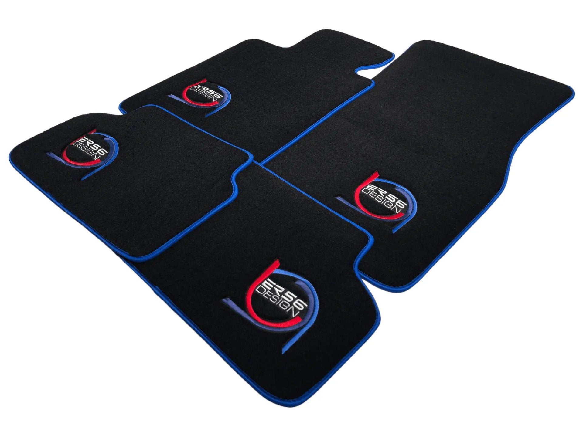 Black Floor Mats For BMW 5 Series E61 Wagon ER56 Design Limited Edition Blue Trim - AutoWin