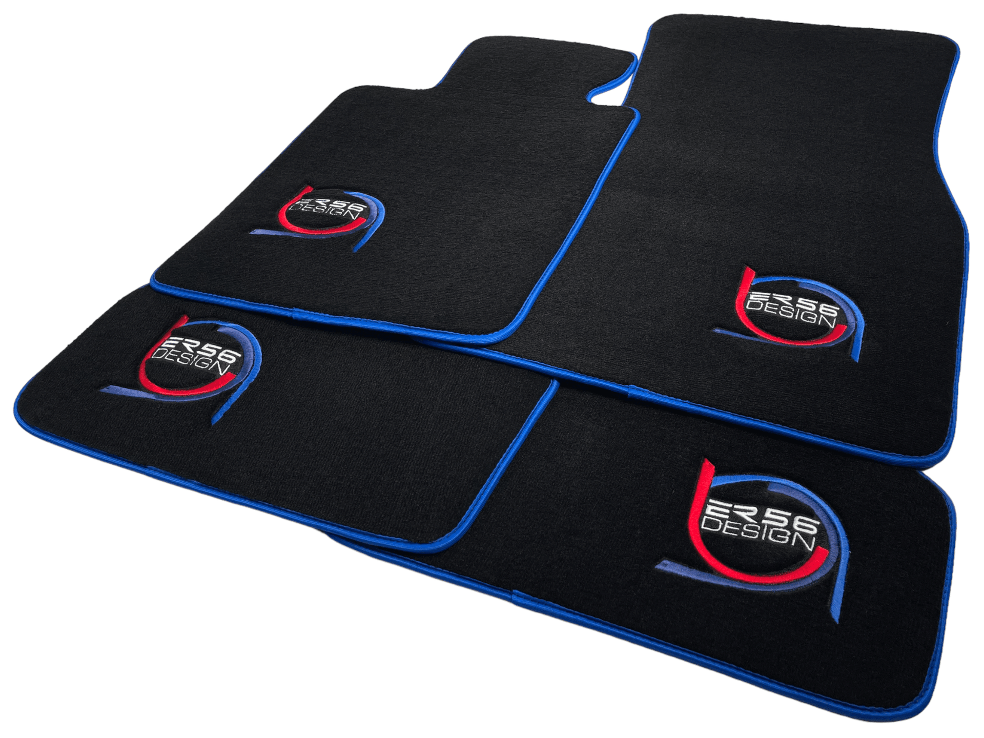 Black Floor Mats For BMW Gran Tourer F46 (2015-2022) 5 Seats ER56 Design Limited Edition Blue Trim - AutoWin