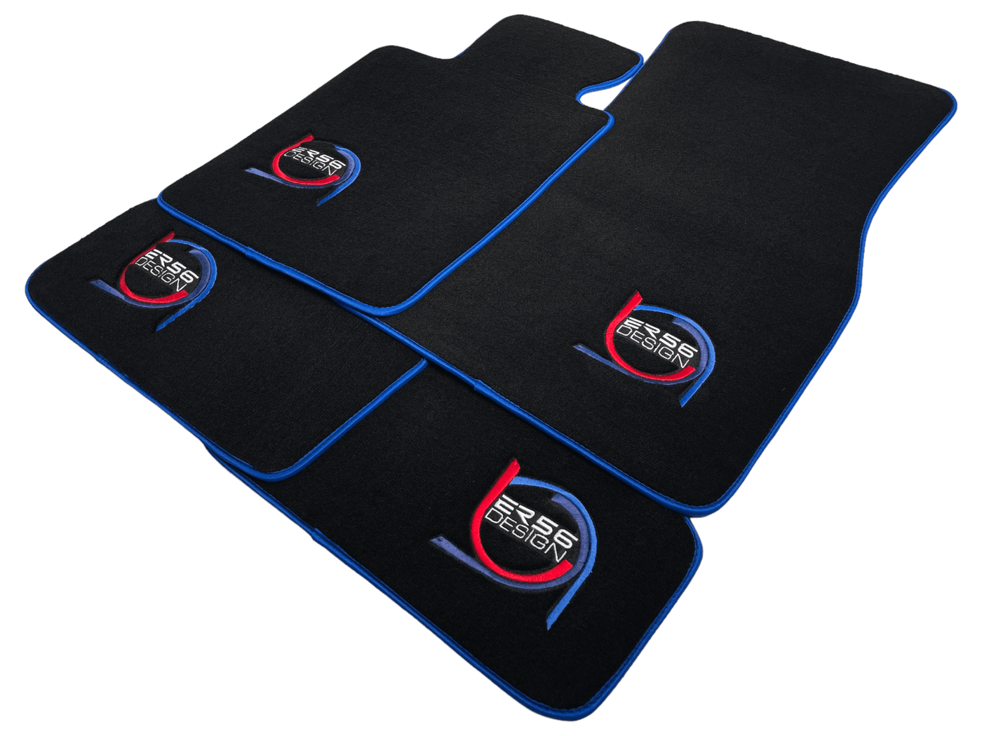 Black Floor Mats For BMW Gran Tourer F46 (2015-2022) 5 Seats ER56 Design Limited Edition Blue Trim - AutoWin
