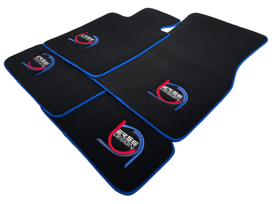Black Floor Mats For BMW G60 (2023-2026) Sedan ER56 Design Limited Edition Blue Trim - AutoWin