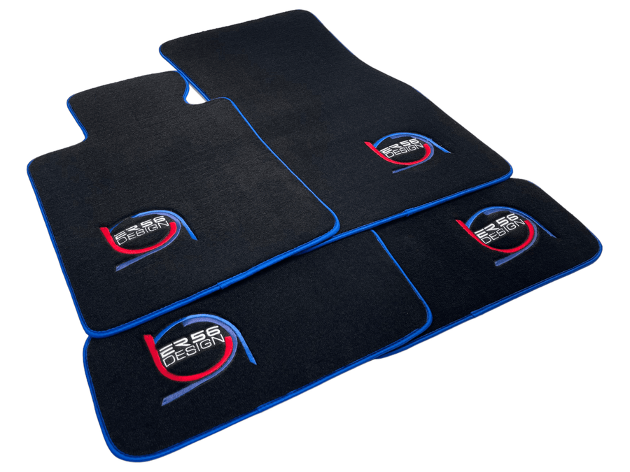 Black Floor Mats For BMW M5 G90 (2023-2026) Sedan ER56 Design Limited Edition Blue Trim - AutoWin