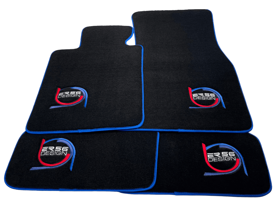 Black Floor Mats For BMW Gran Tourer F46 (2015-2022) 7 Seats ER56 Design Limited Edition Blue Trim - AutoWin