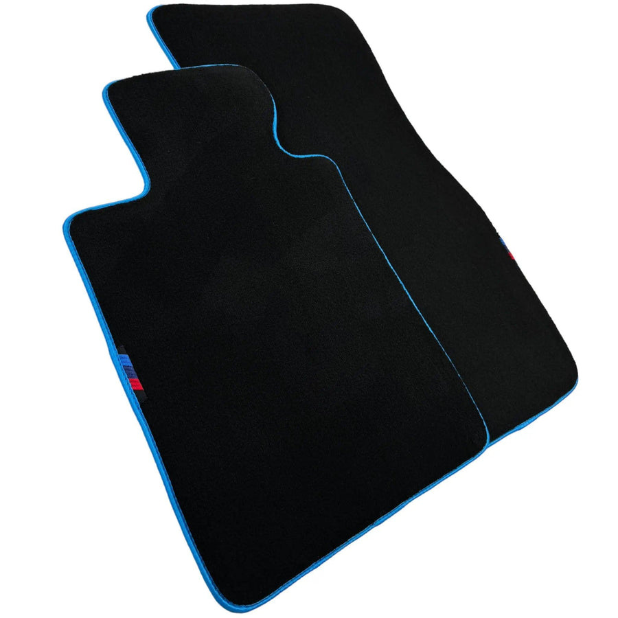 Black Floor Mats For BMW 1 Series F70 | Sky Blue Trim - AutoWin