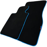 Black Floor Mats For BMW M5 G90 (2023-2026) Sedan | Sky Blue Trim - AutoWin