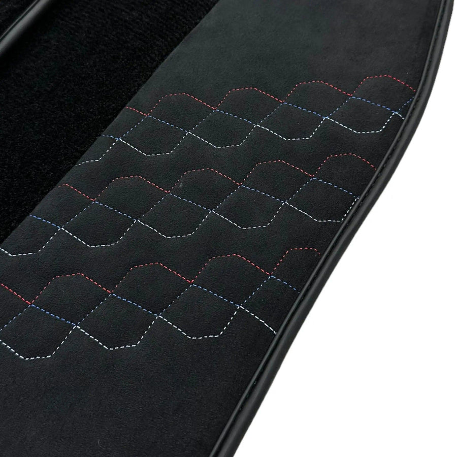 Black Floor Mats for BMW 2 Series Gran Tourer F46 (2015-2022) 7 Seats with Alcantara Leather - AutoWin