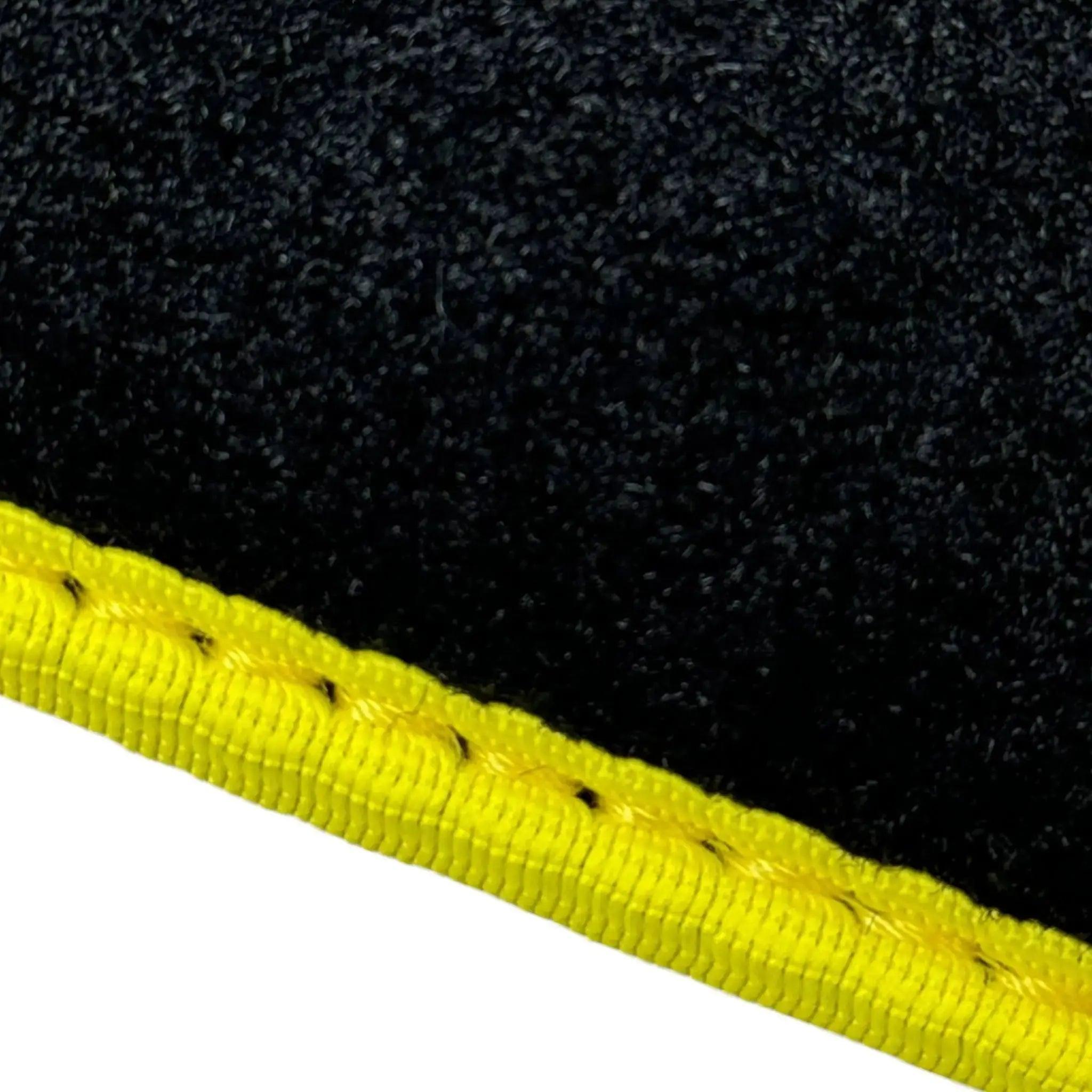 Black Floor Mats For BMW 7 Series F02 | Fighter Jet Edition | Yellow Trim AutoWin Brand - AutoWin