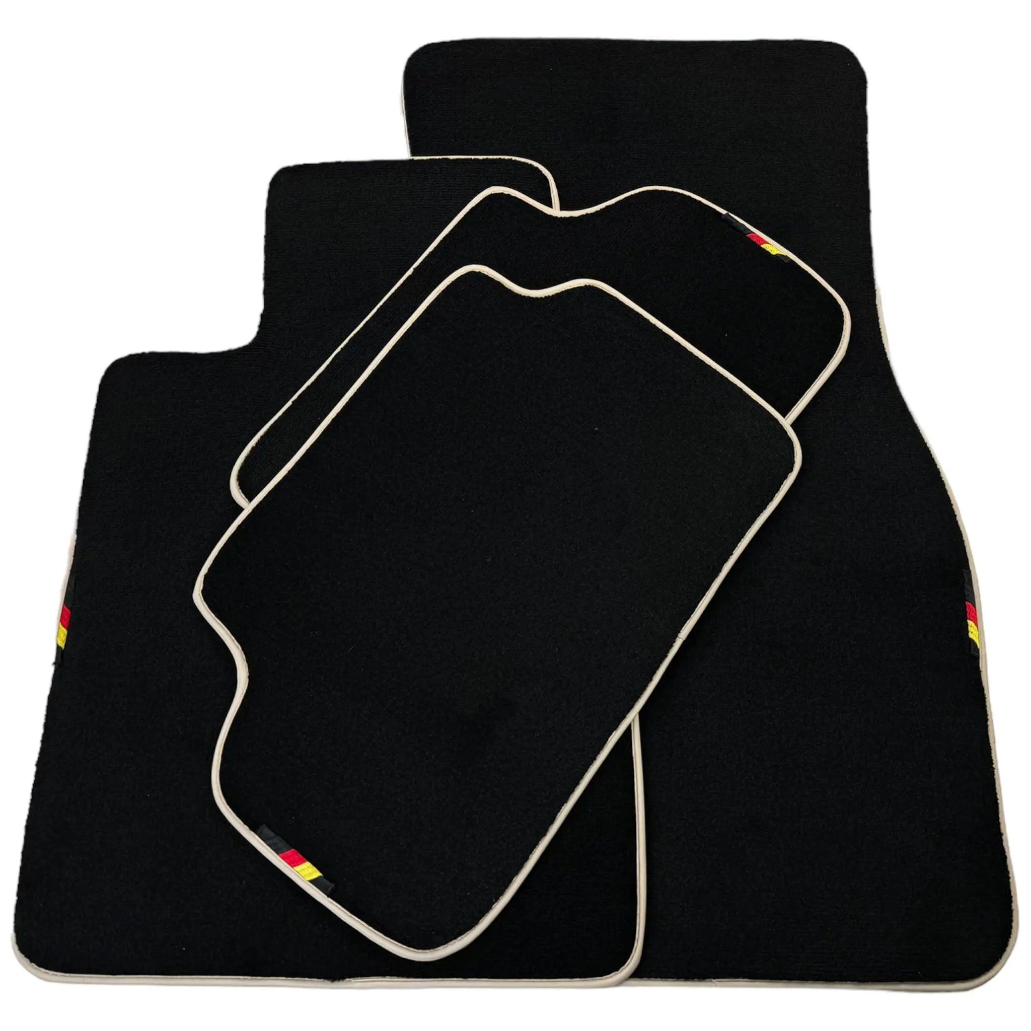 Black Floor Mats for BMW G30 with German Flag | Beige Trim - AutoWin