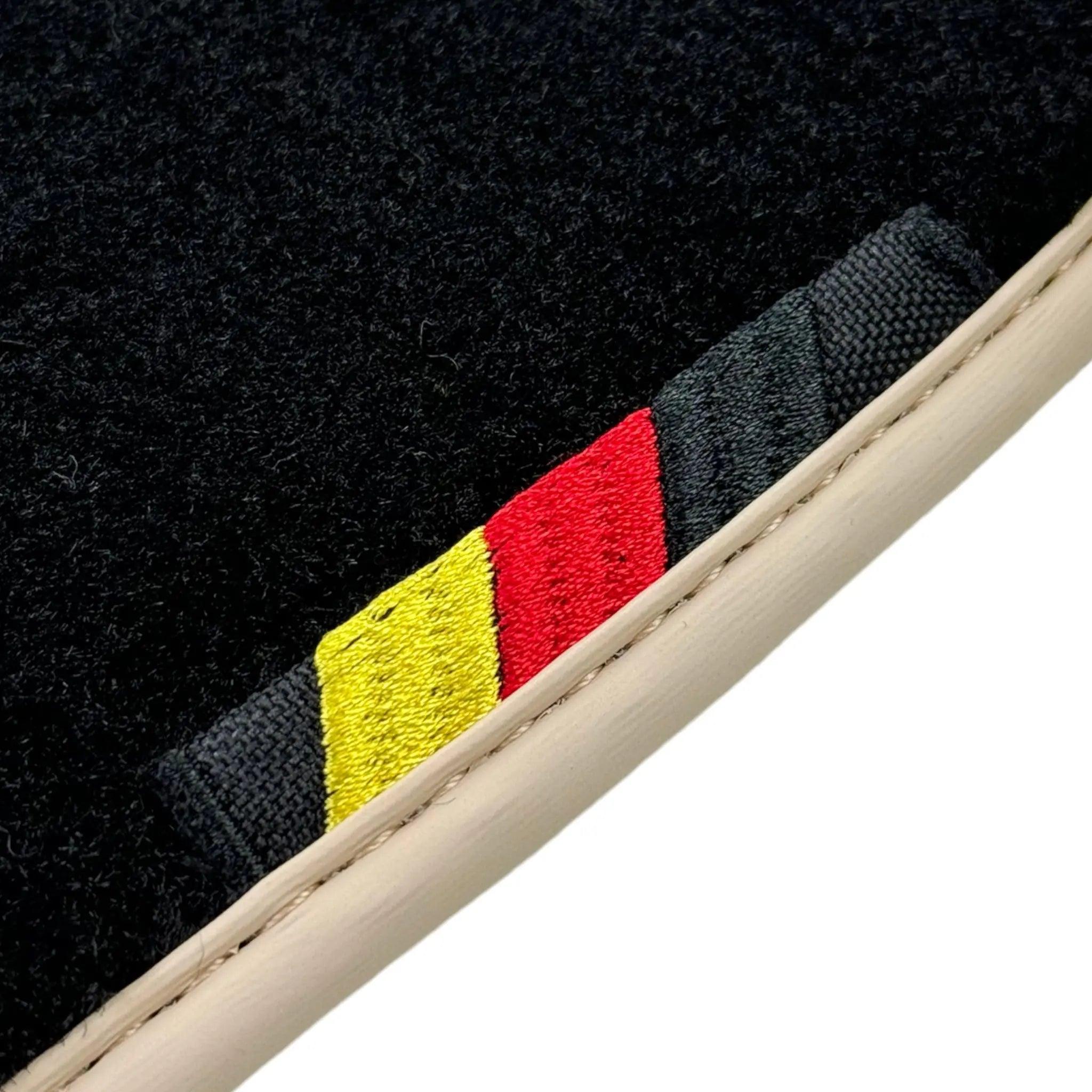 Black Floor Mats for BMW G30 with German Flag | Beige Trim - AutoWin