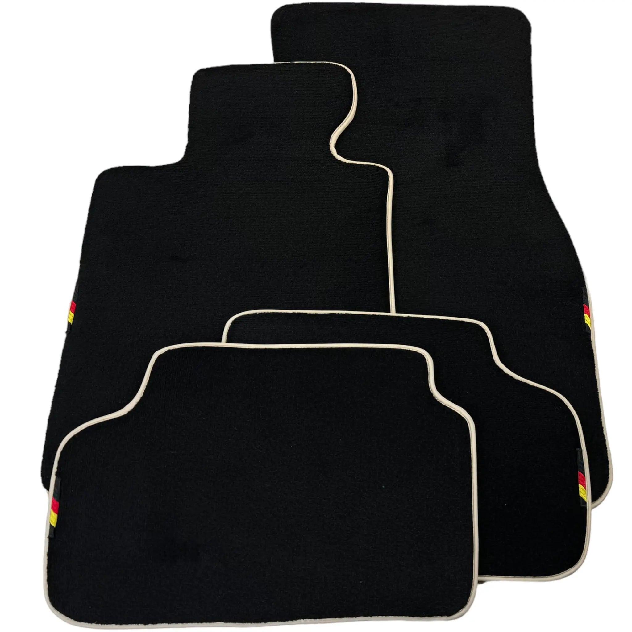 Black Floor Mats for BMW G30 with German Flag | Beige Trim - AutoWin
