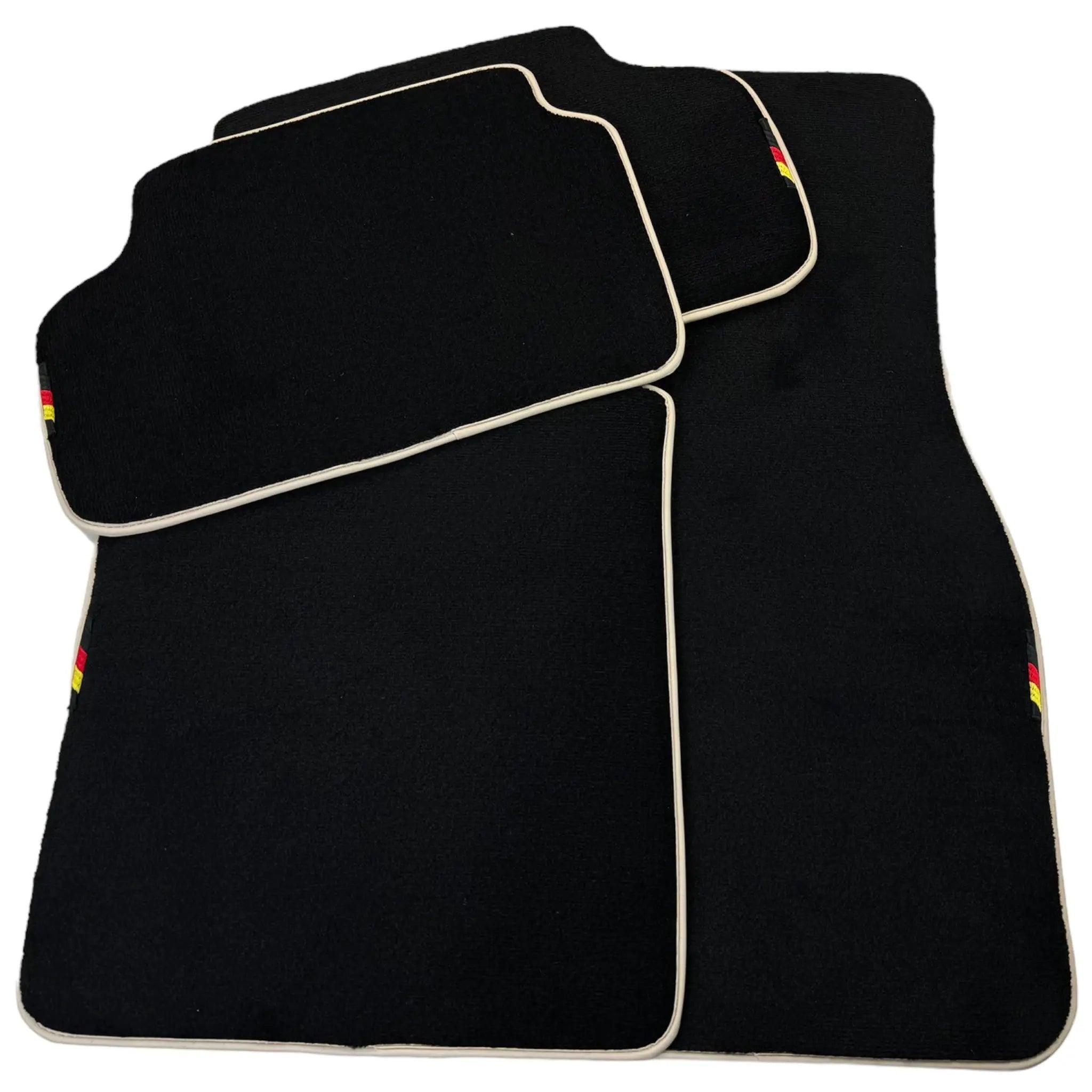 Black Floor Mats for BMW G30 with German Flag | Beige Trim - AutoWin
