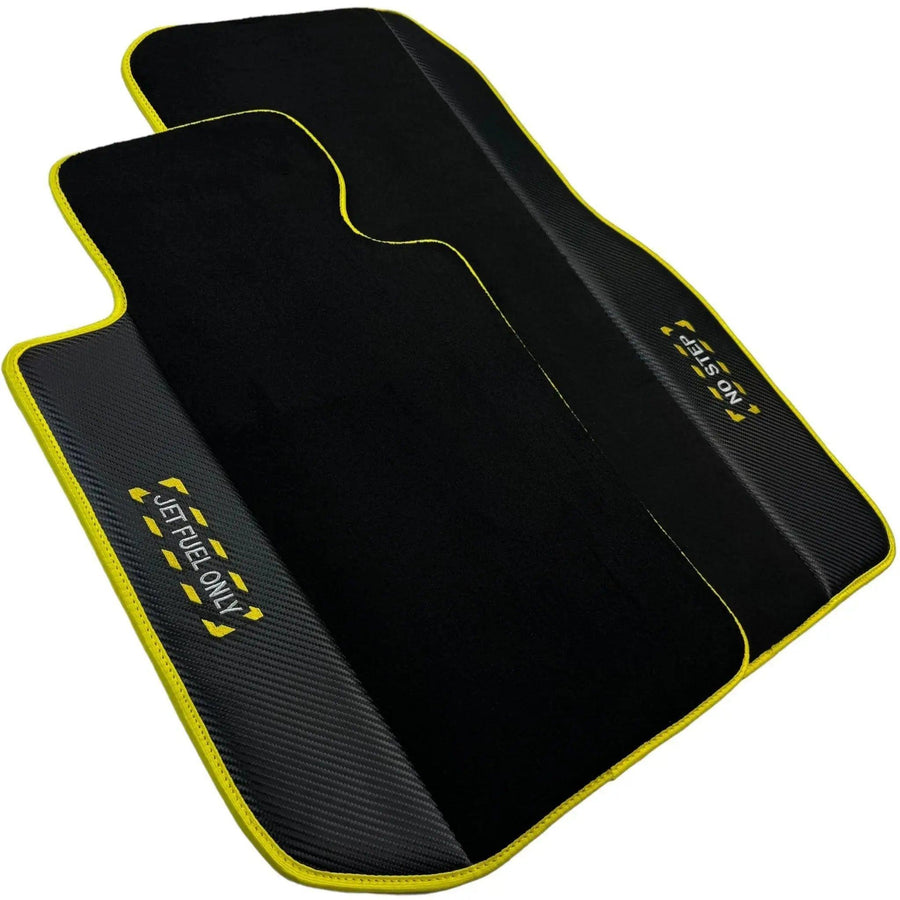 Black Floor Mats For BMW M2 Series F87 | Fighter Jet Edition | Yellow Trim AutoWin Brand - AutoWin