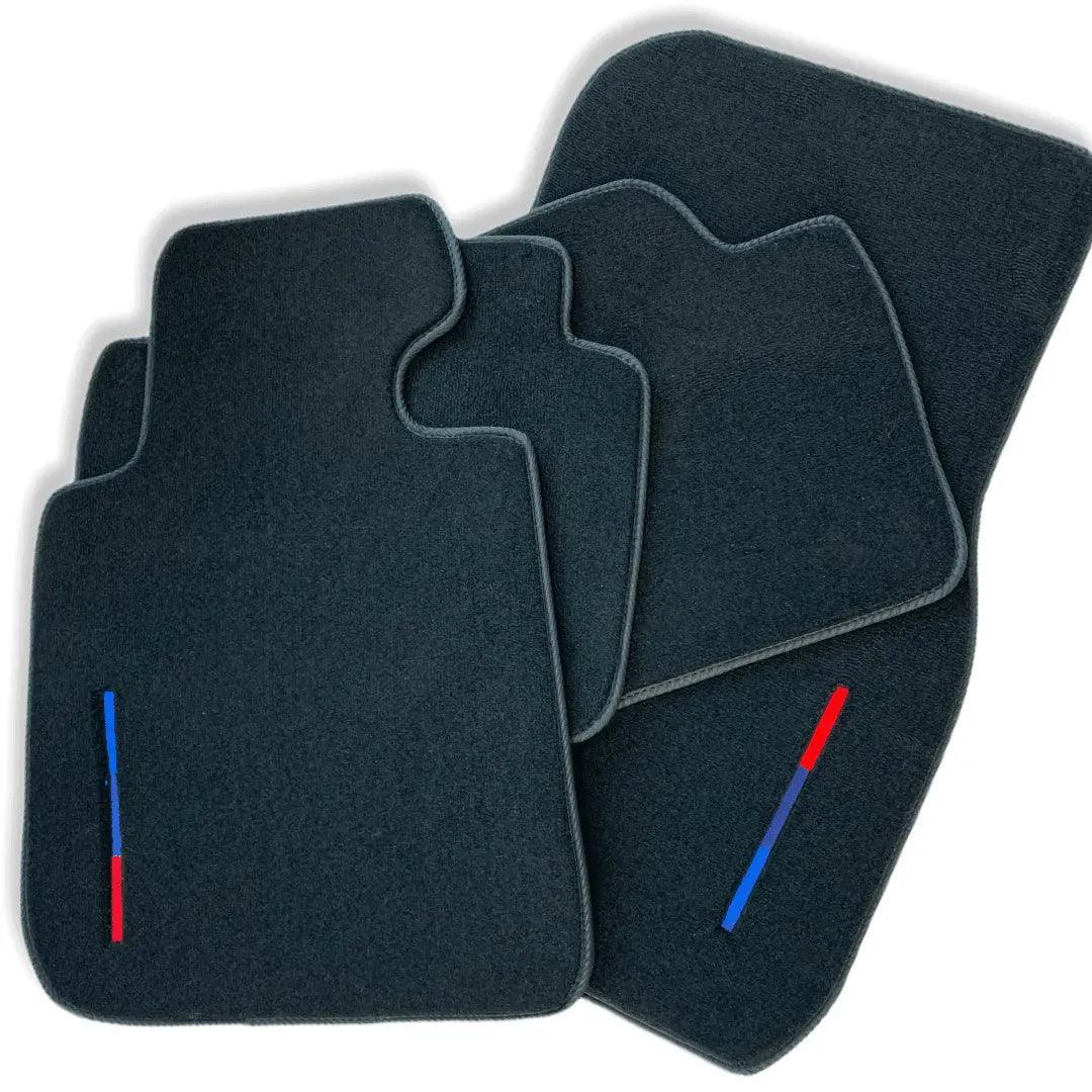 Black Floor Mats For BMW M4 G82 Coupe With 3 Color Stripes Tailored Set Perfect Fit - AutoWin
