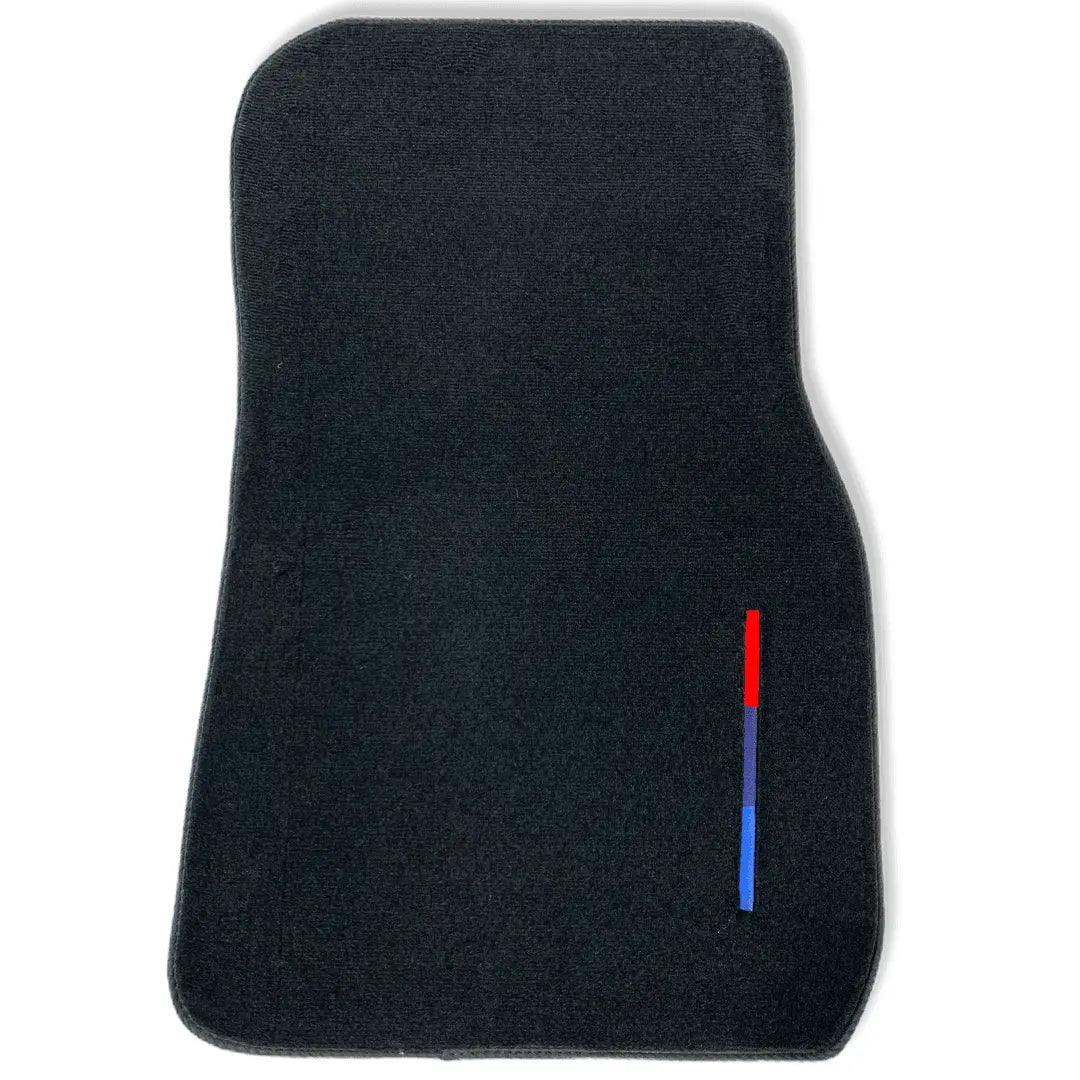 Black Floor Mats For BMW M4 G82 Coupe With 3 Color Stripes Tailored Set Perfect Fit - AutoWin