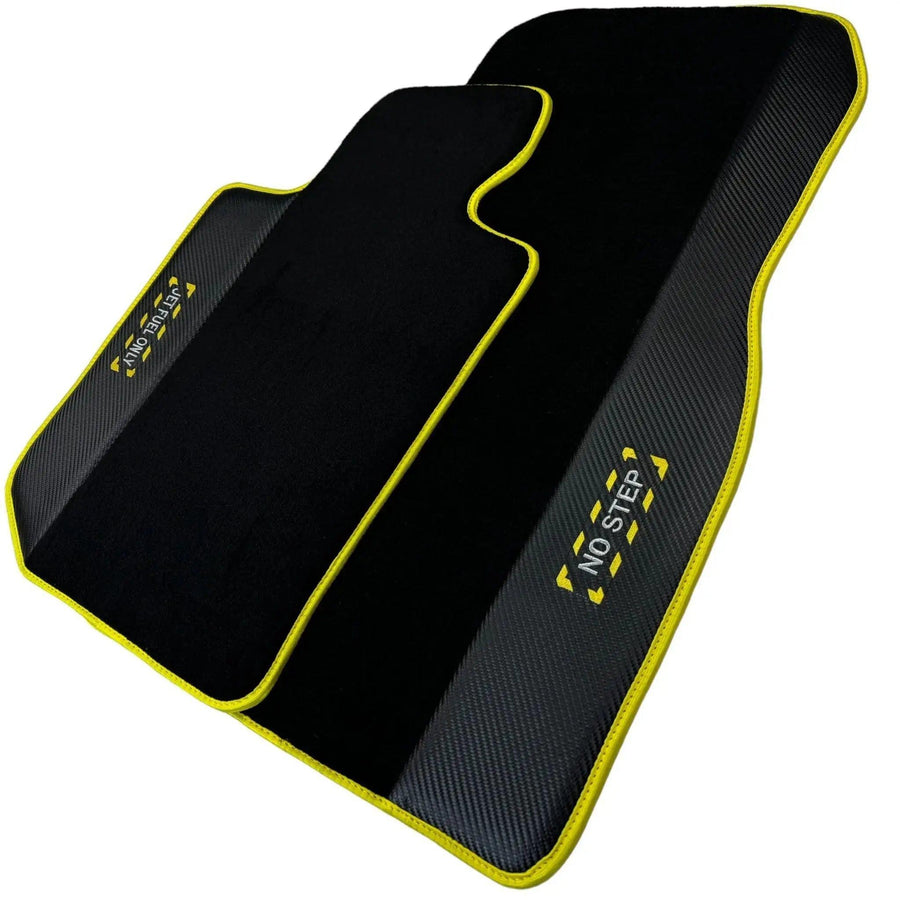 Black Floor Mats For BMW M4 Series F82 | Fighter Jet Edition | Yellow Trim AutoWin Brand - AutoWin