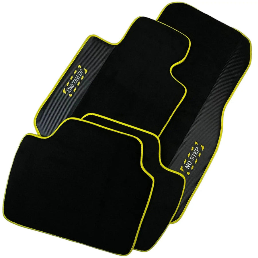 Black Floor Mats For BMW X5 Series E70 | Fighter Jet Edition | Yellow Trim - AutoWin