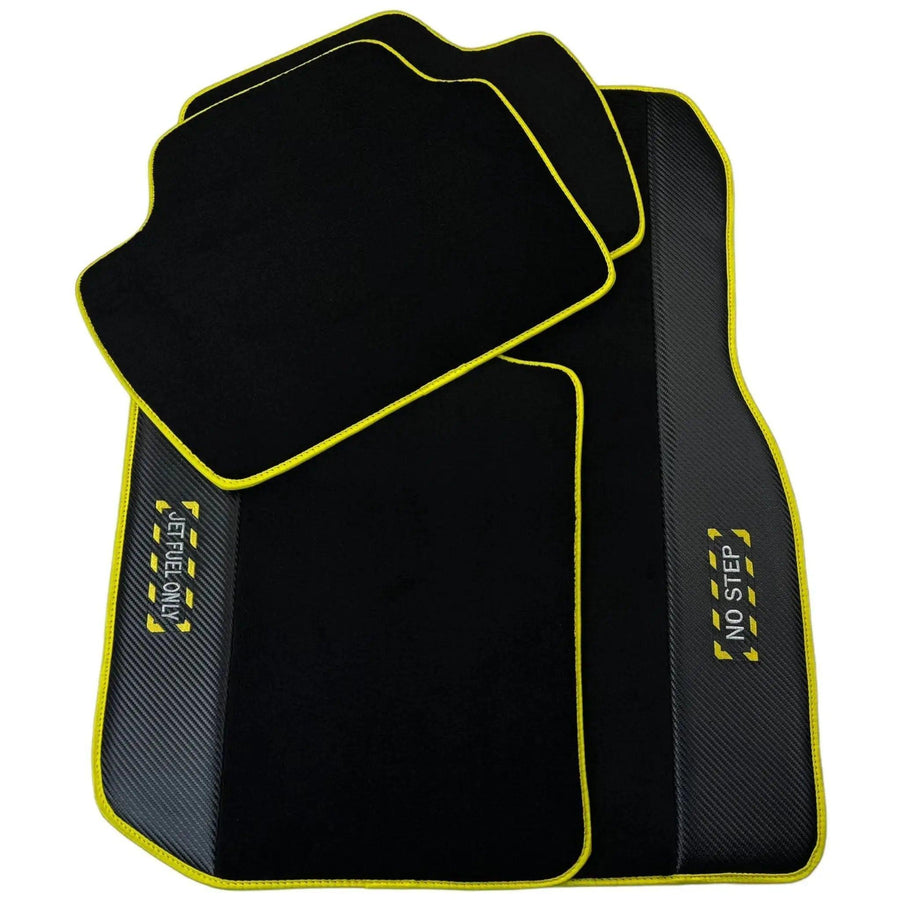 Black Floor Mats For BMW X5 Series E70 | Fighter Jet Edition | Yellow Trim - AutoWin