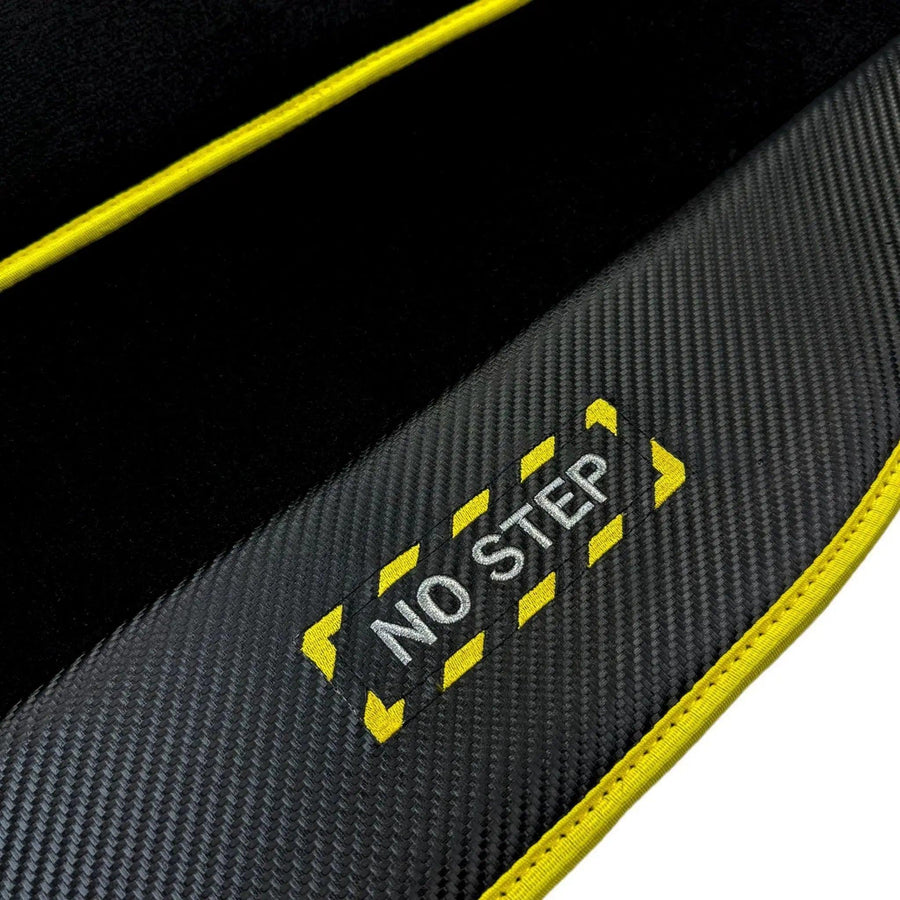 Black Floor Mats For BMW X5 Series E70 | Fighter Jet Edition | Yellow Trim - AutoWin