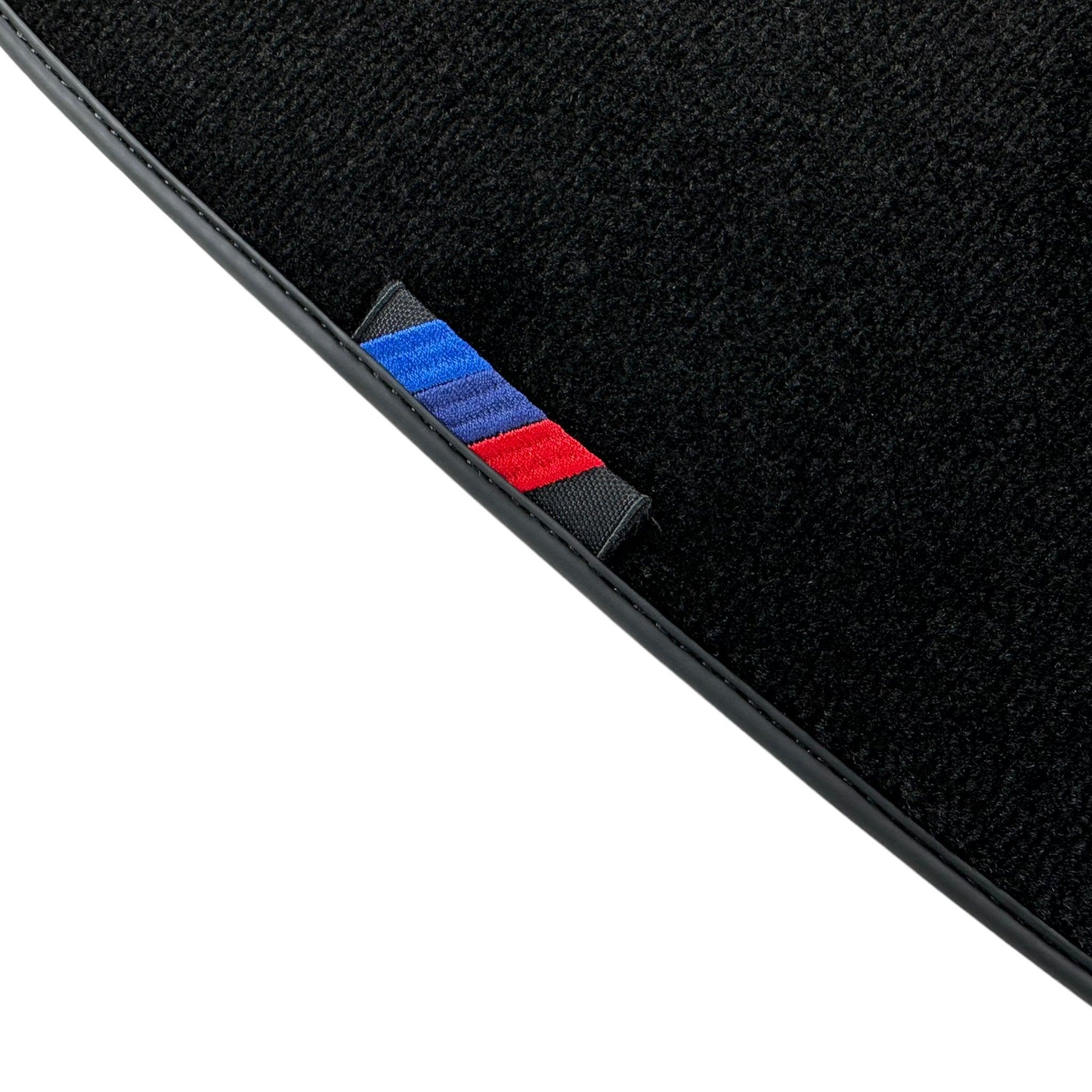 Black Floor Mats For BMW Z4 Series E86 Coupe (2003-2008) With 3 Color Stripes Tailored Set Perfect Fit - AutoWin