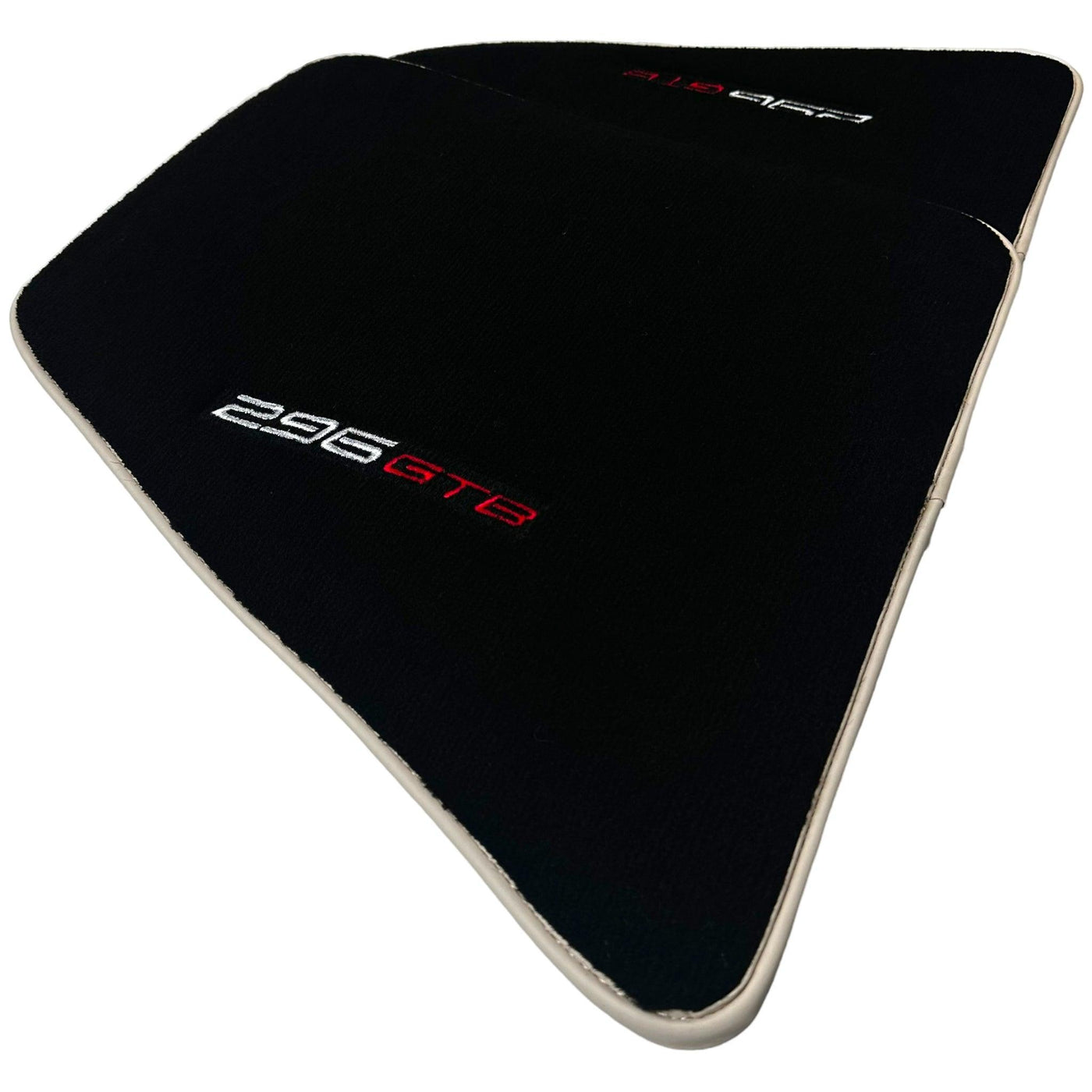Black Floor Mats for Ferrari 296 GTB (2022-2024) with Beige Trim - AutoWin