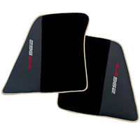 Black Floor Mats for Ferrari 296 GTS (2022-2024) with Leather and Beige Trim - AutoWin
