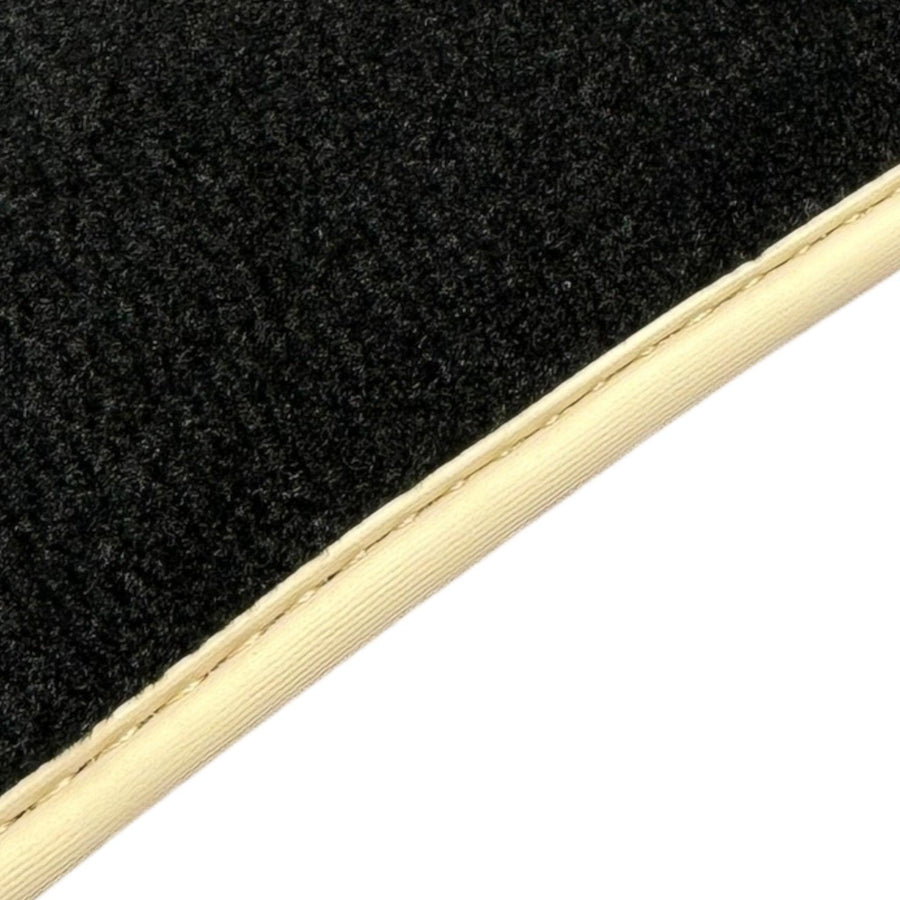 Black Floor Mats for Ferrari 296 GTS (2022-2024) with Leather and Beige Trim - AutoWin
