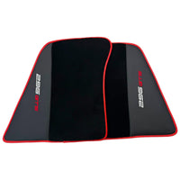 Black Floor Mats for Ferrari 296 GTS (2022-2024) with Leather and Red Trim - AutoWin