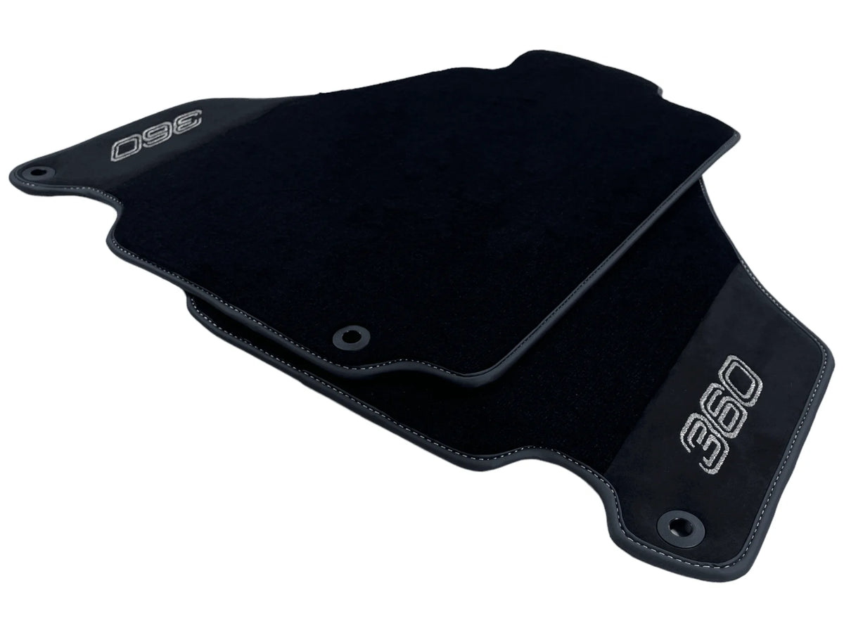 Black Floor Mats For Ferrari 360 Modena 1999-2005 With Alcantara Leather - AutoWin