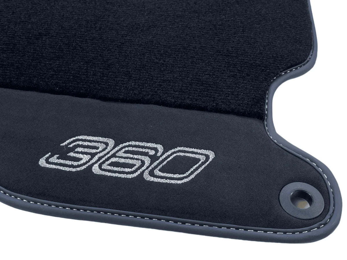 Black Floor Mats For Ferrari 360 Modena 1999-2005 With Alcantara Leather - AutoWin