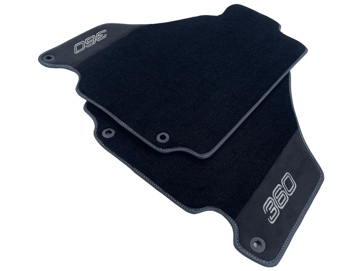 Black Floor Mats For Ferrari 360 Modena 1999-2005 With Alcantara Leather - AutoWin