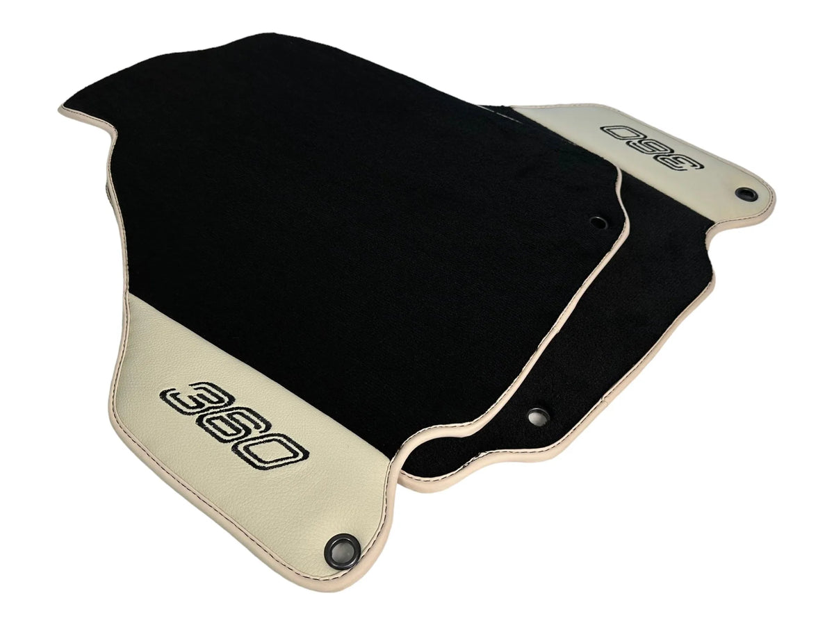 Black Floor Mats For Ferrari 360 Modena 1999-2005 With Beige Leather - AutoWin
