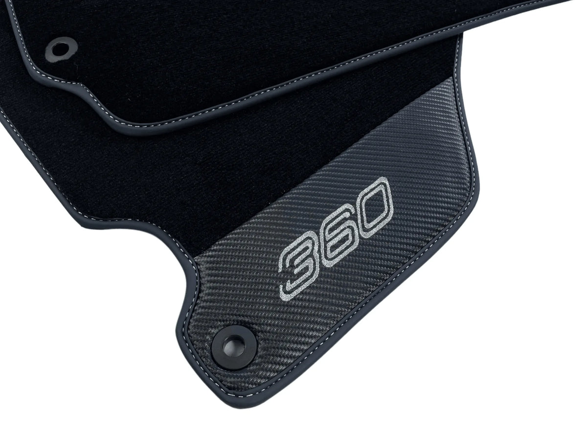 Black Floor Mats For Ferrari 360 Modena 1999-2005 With Carbon Fiber Leather - AutoWin