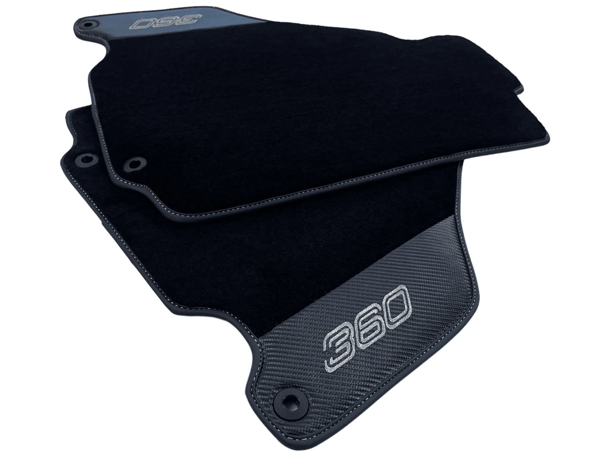Black Floor Mats For Ferrari 360 Modena 1999-2005 With Carbon Fiber Leather - AutoWin