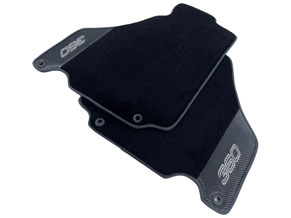 Black Floor Mats For Ferrari 360 Modena 1999-2005 With Carbon Fiber Leather - AutoWin