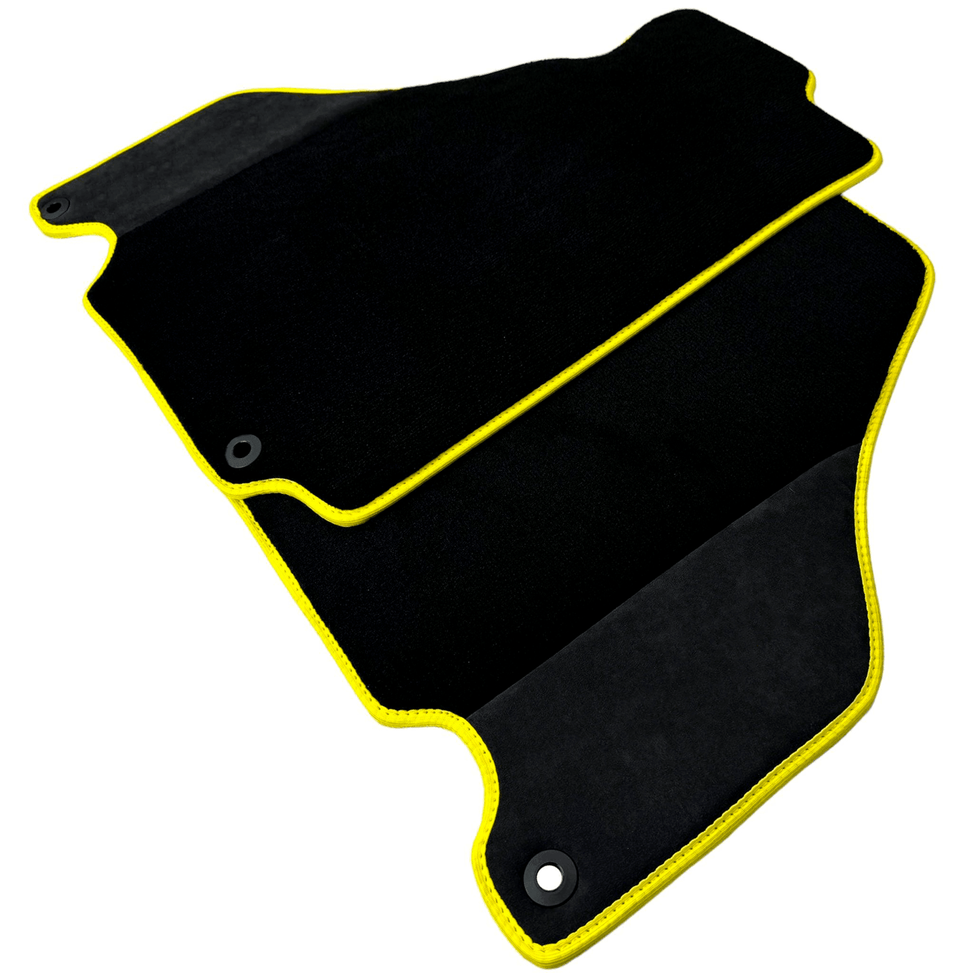 Black Floor Mats for Ferrari 360 Spider with Alcantara Leather | Yellow Trim - AutoWin