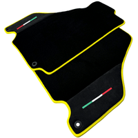 Black Floor Mats for Ferrari 360 Spider with Alcantara Leather | Yellow Trim - AutoWin