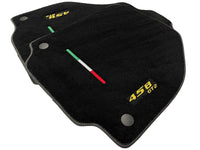 Black Floor Mats For Ferrari 458 Gt2 2012-2015 Yellow Sewing - AutoWin