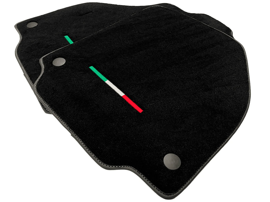 Black Floor Mats For Ferrari 458 Gt2 2012-2015 Yellow Sewing - AutoWin