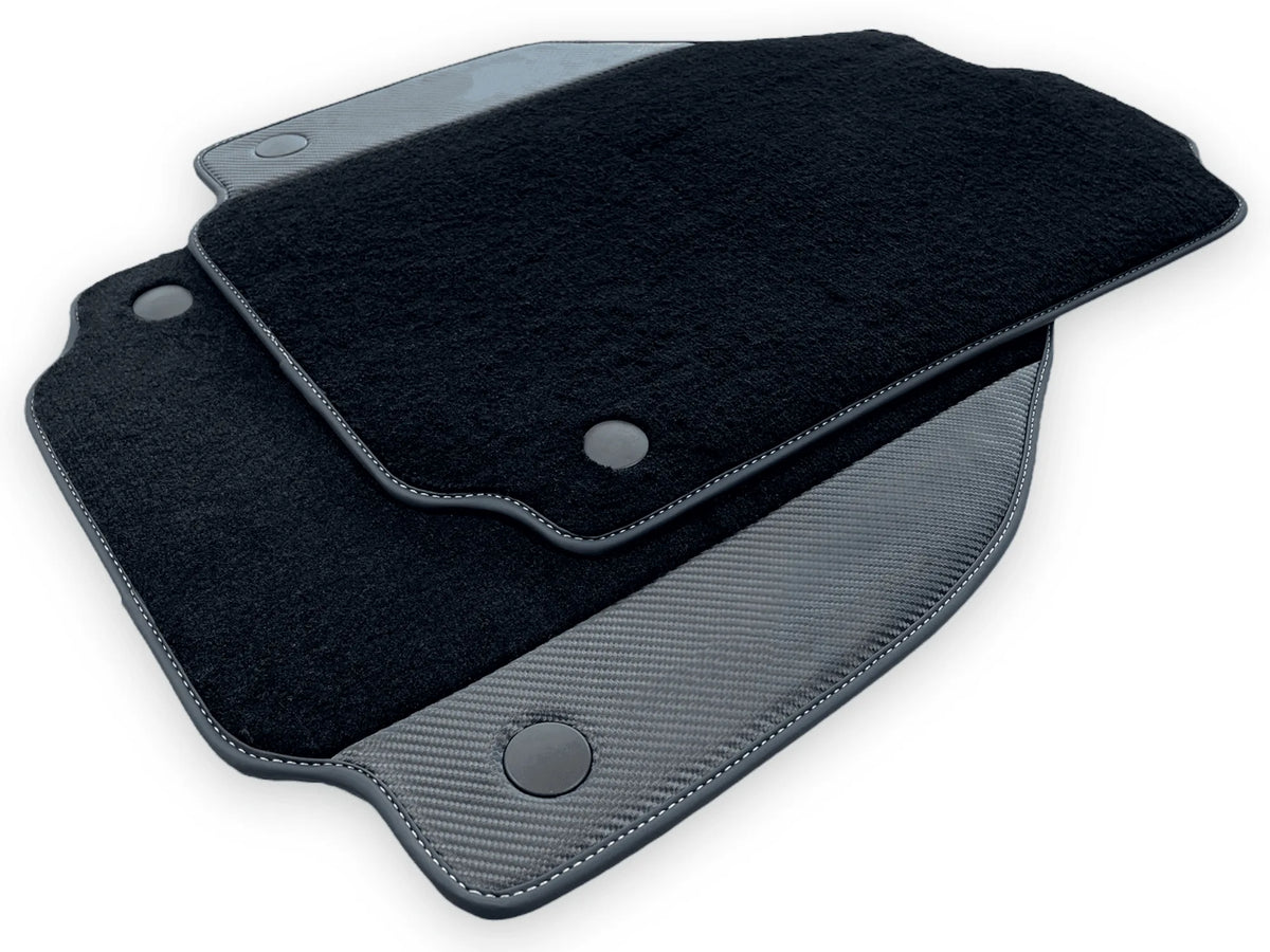 Black Floor Mats For Ferrari 458 Italia 2009-2015 With Carbon Fiber Leather - AutoWin