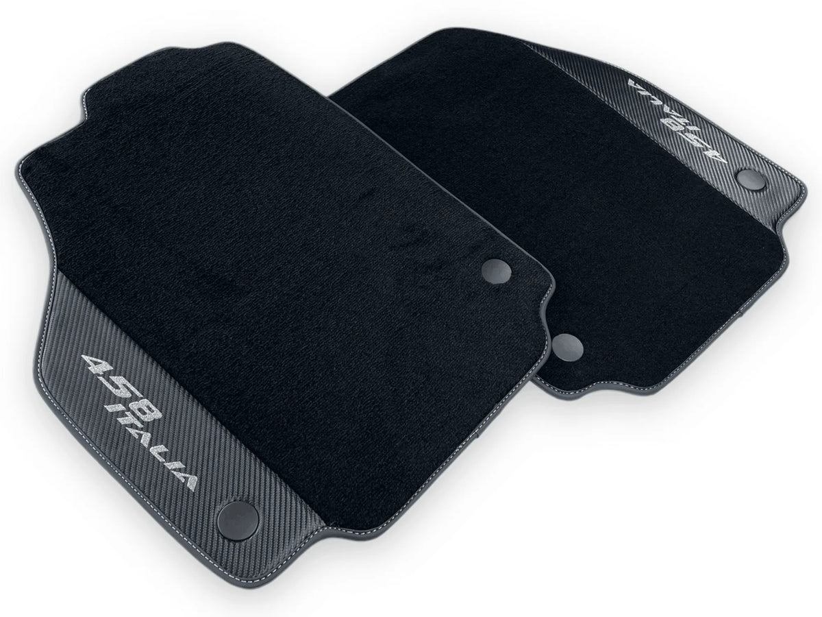 Black Floor Mats For Ferrari 458 Italia 2009-2015 With Carbon Fiber Leather - AutoWin