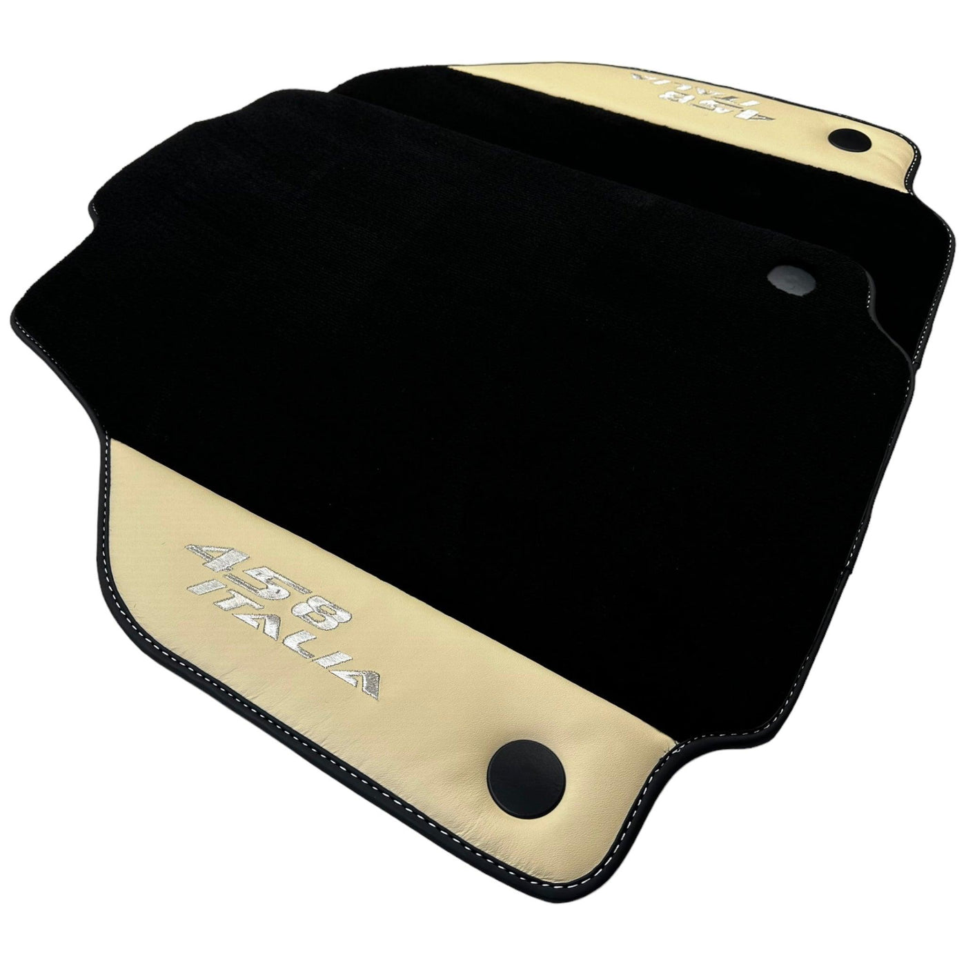Black Floor Mats for Ferrari 458 Italia (2009-2015) with Crema Nappa Leather - AutoWin