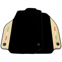 Black Floor Mats for Ferrari 458 Italia (2009-2015) with Crema Nappa Leather