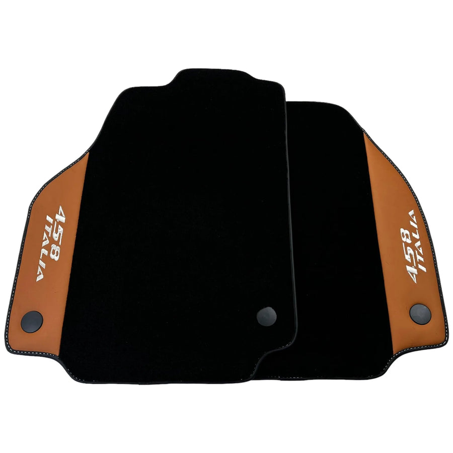 Black Floor Mats for Ferrari 458 Italia (2009-2015) with Cuoio Nappa Leather - AutoWin