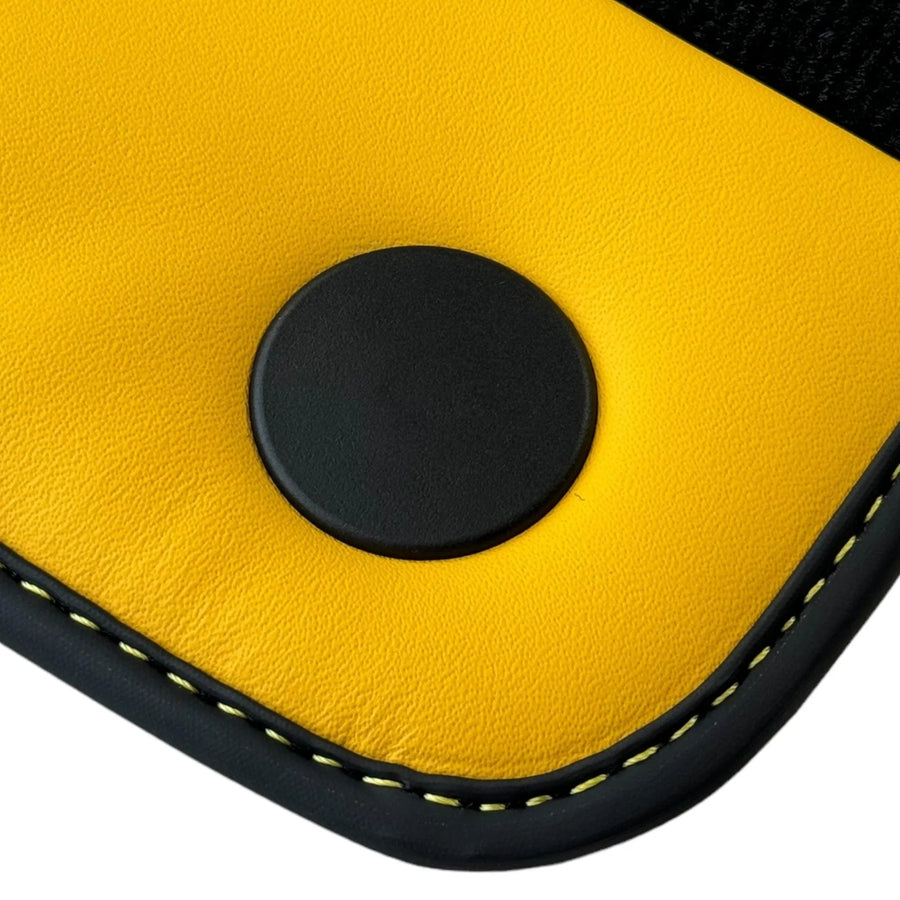 Black Floor Mats for Ferrari 458 Spider (2012-2015) with Yellow Leather